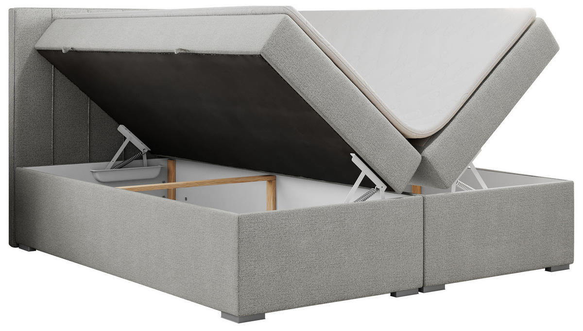 BOXBETT ALLY 200/200 Hellgrau Struktur - H3 - Hellgrau, Holz/Textil (200/200cm) - MKS
