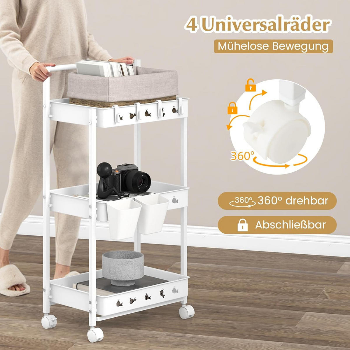 SERVIERWAGEN Weiß - Weiß, Kunststoff (29/83/42cm) - COSTWAY