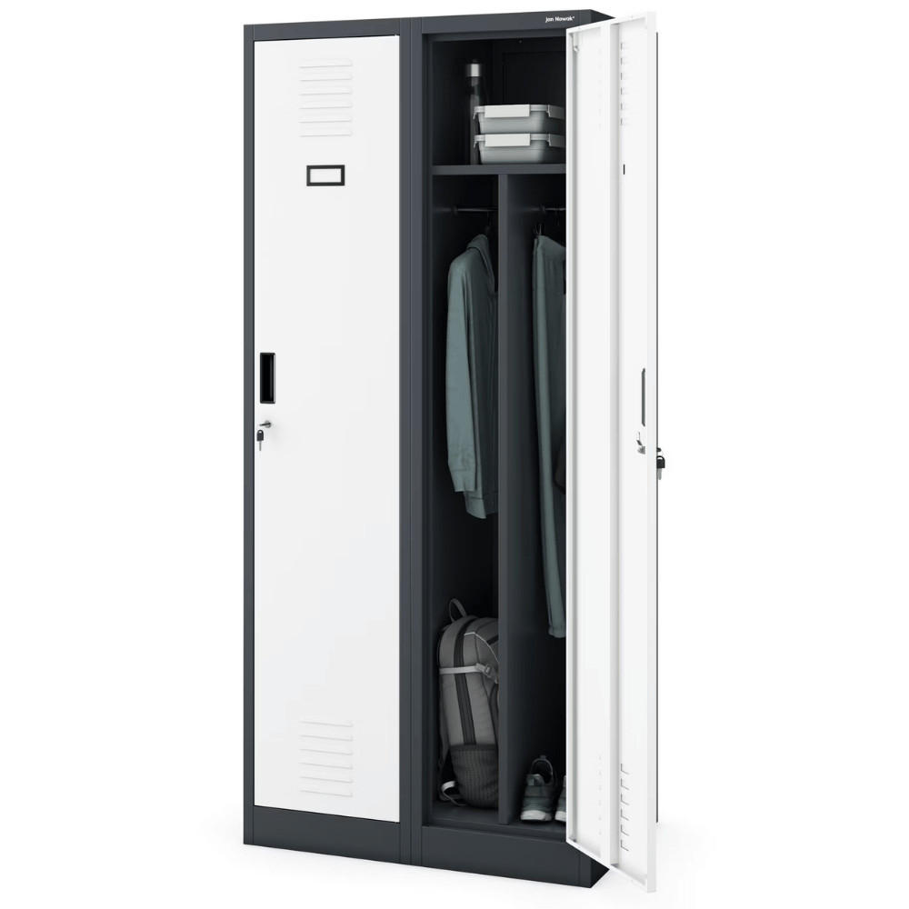 UMKLEIDESCHRANK Spind WIEN 2 Abteile 180x80x50cm Anthrazit-Weiß - Anthrazit, Metall (80/180/50cm) - DELUKE