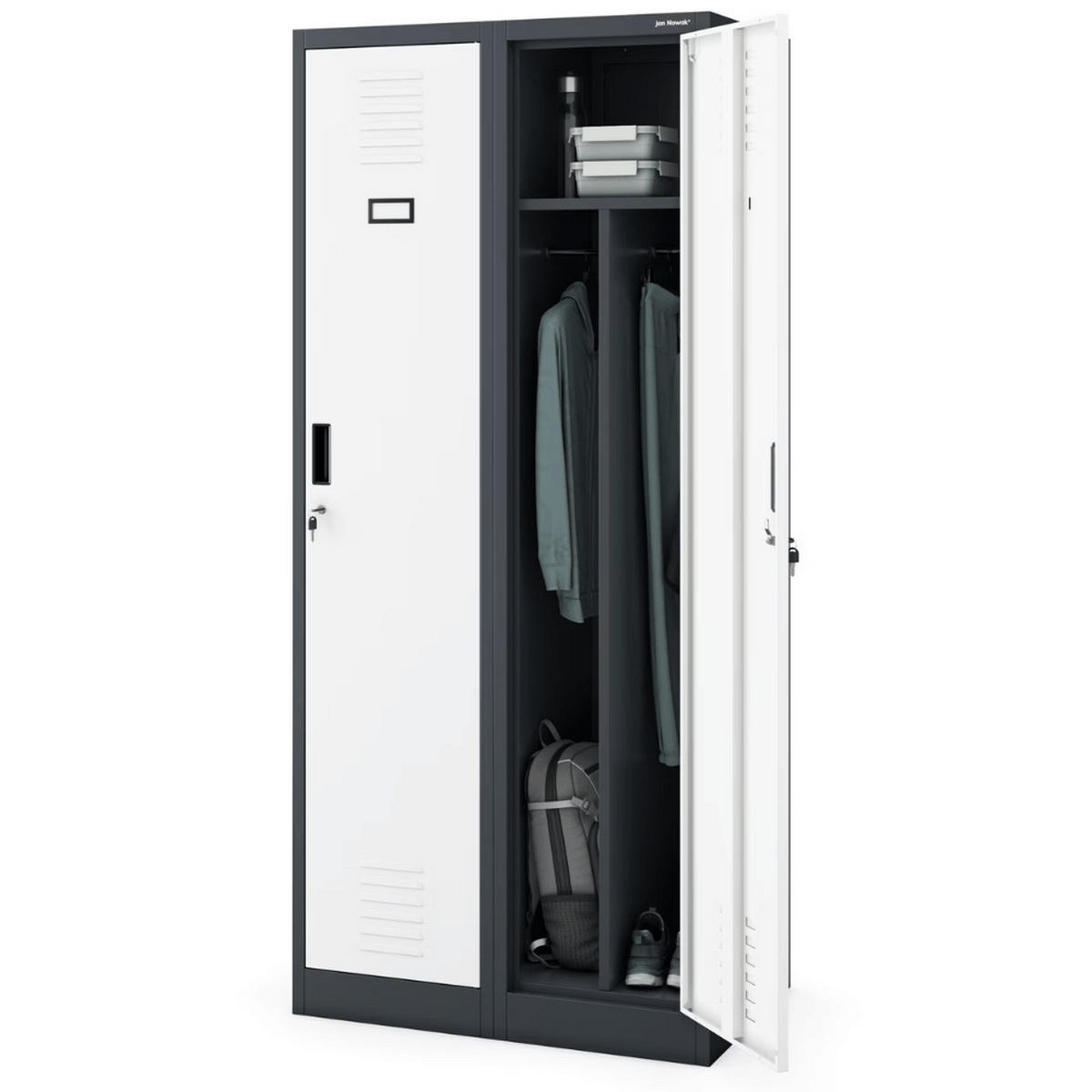 UMKLEIDESCHRANK Spind WIEN 2 Abteile 180x80x50cm Anthrazit-Weiß - Anthrazit, Metall (80/180/50cm) - DELUKE