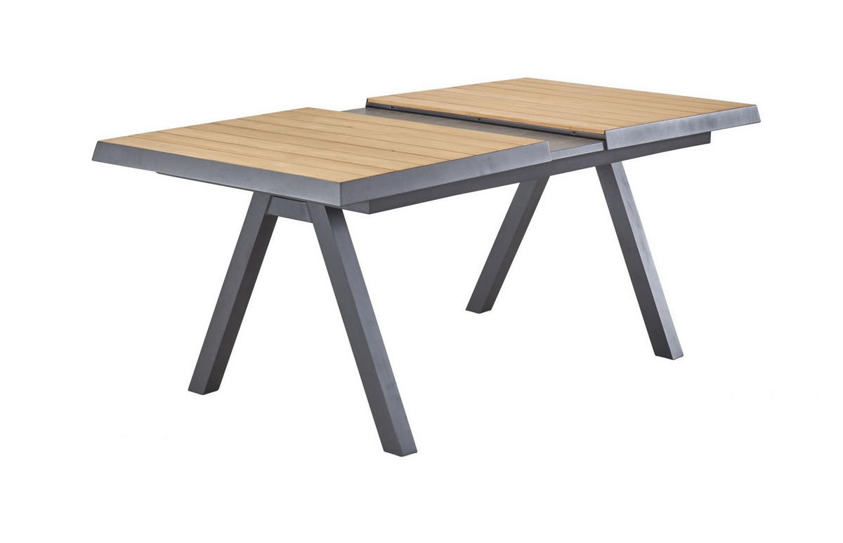 GARTENTISCH Texas 160/210x100x75cm, Teakholz, Anthrazit - Anthrazit, Holz (100/210/75cm) - dasmöbelwerk