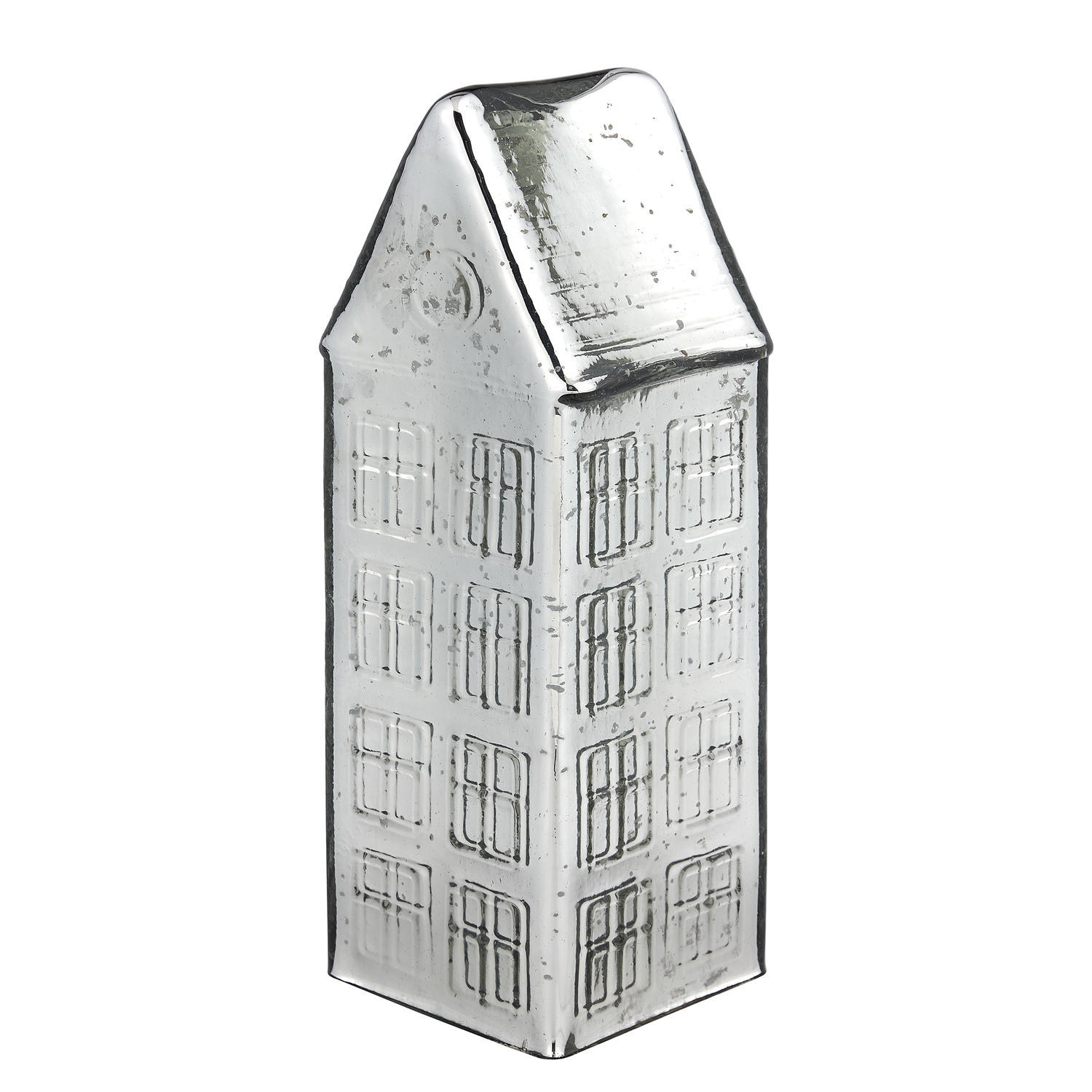 DEKOFIGUR Haus Jolly & Bright - Silberfarben, Glas (10/30/11cm) - BUTLERS