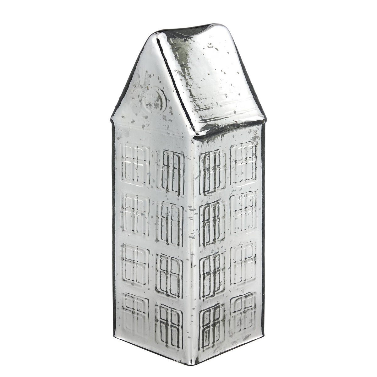 DEKOFIGUR Haus Jolly & Bright - Silberfarben, Glas (10/30/11cm) - BUTLERS