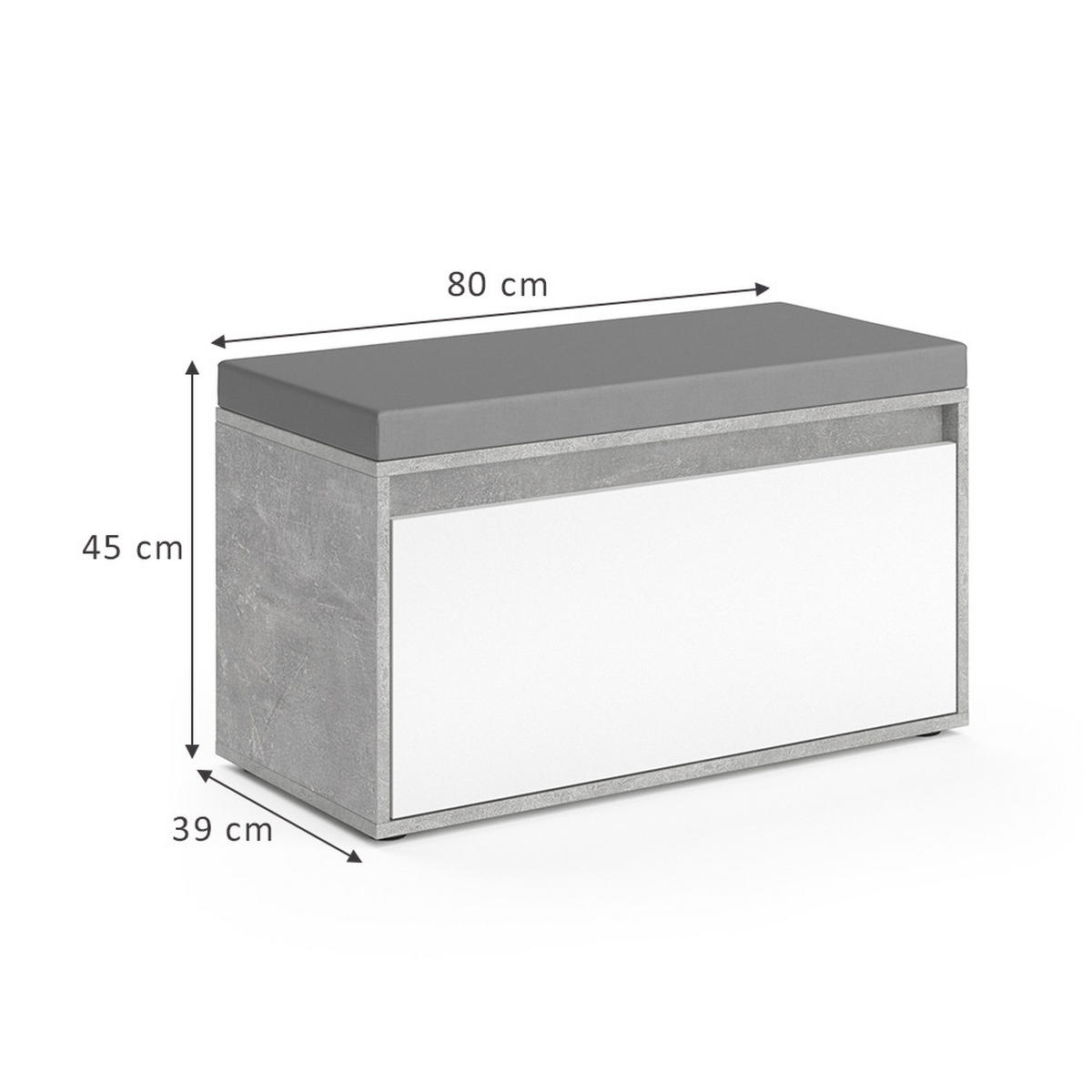 BOTNÍK S LAVICÍ Iker Beton - šedá, kompozitní dřevo (80/45/39cm) - Vicco