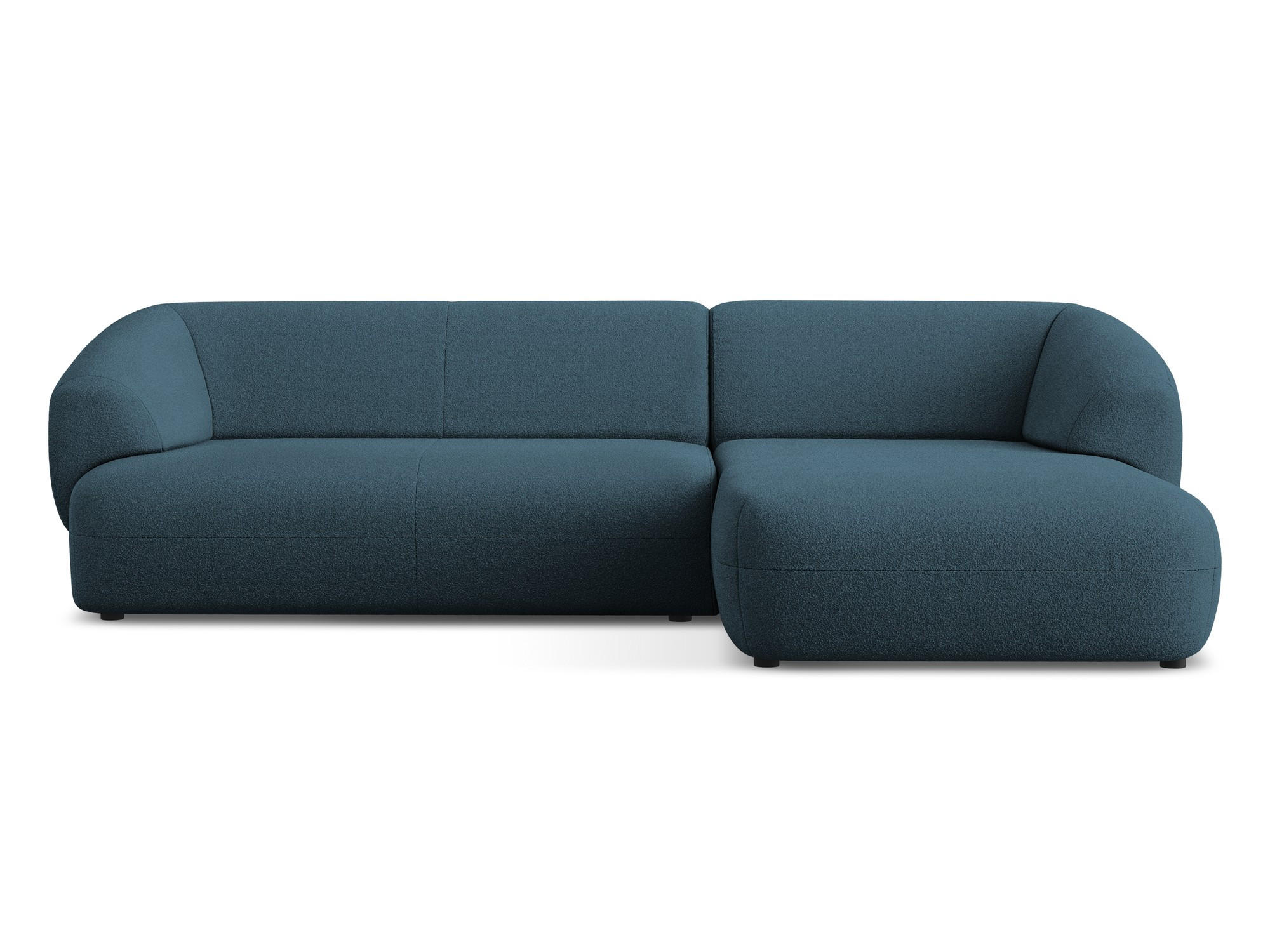 ECKSOFA Rechts Bouclé Stoff Blau - Blau/Schwarz, Kunststoff/Textil (280/156cm) - Makamii