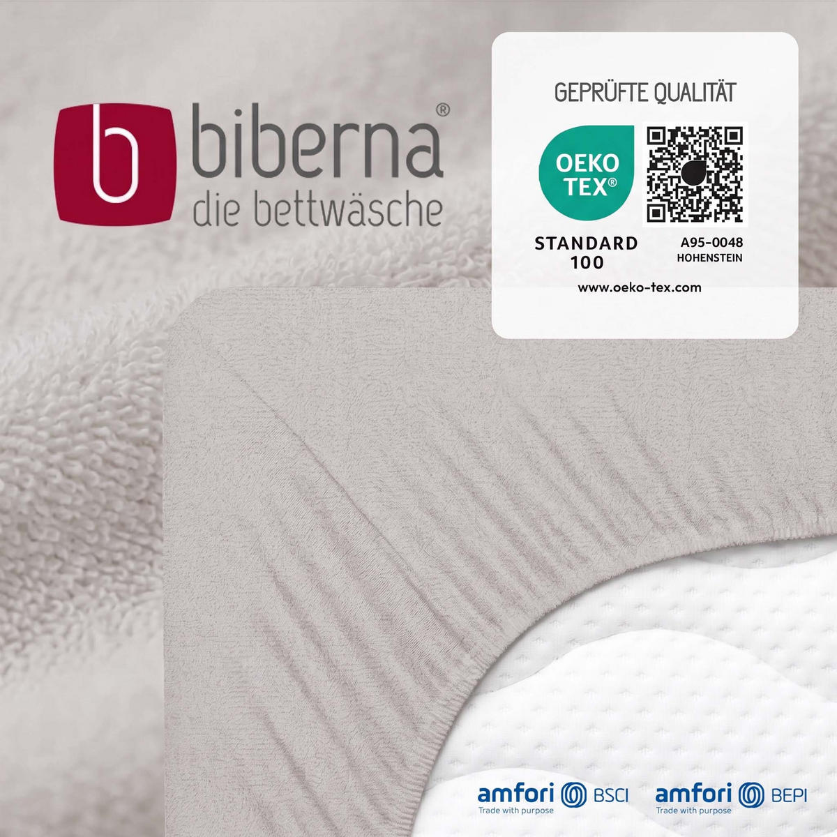 SPANNBETTTUCH Premium Frottee sturmgrau, 90x190 cm - 100x200 cm - Grau, Textil (100/200cm) - biberna