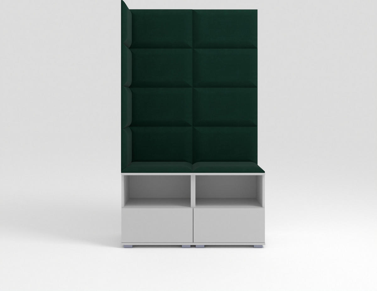 GARDEROBEN-SET Nela V mit gepolsterten Paneelen 100/174/40 - Dunkelgrün/Silberfarben, Holzwerkstoff/Kunststoff (100/174/40cm)