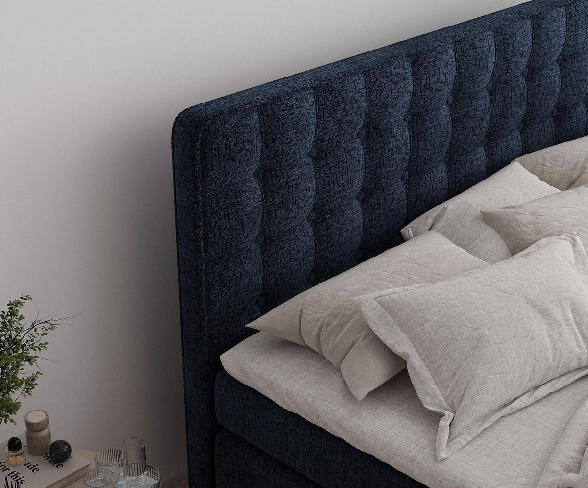BOXSPRINGBETT Velouria Marineblau 160/200 cm - Schwarz/Dunkelblau, Holz/Holzwerkstoff (160/200cm) - Maison de Reve