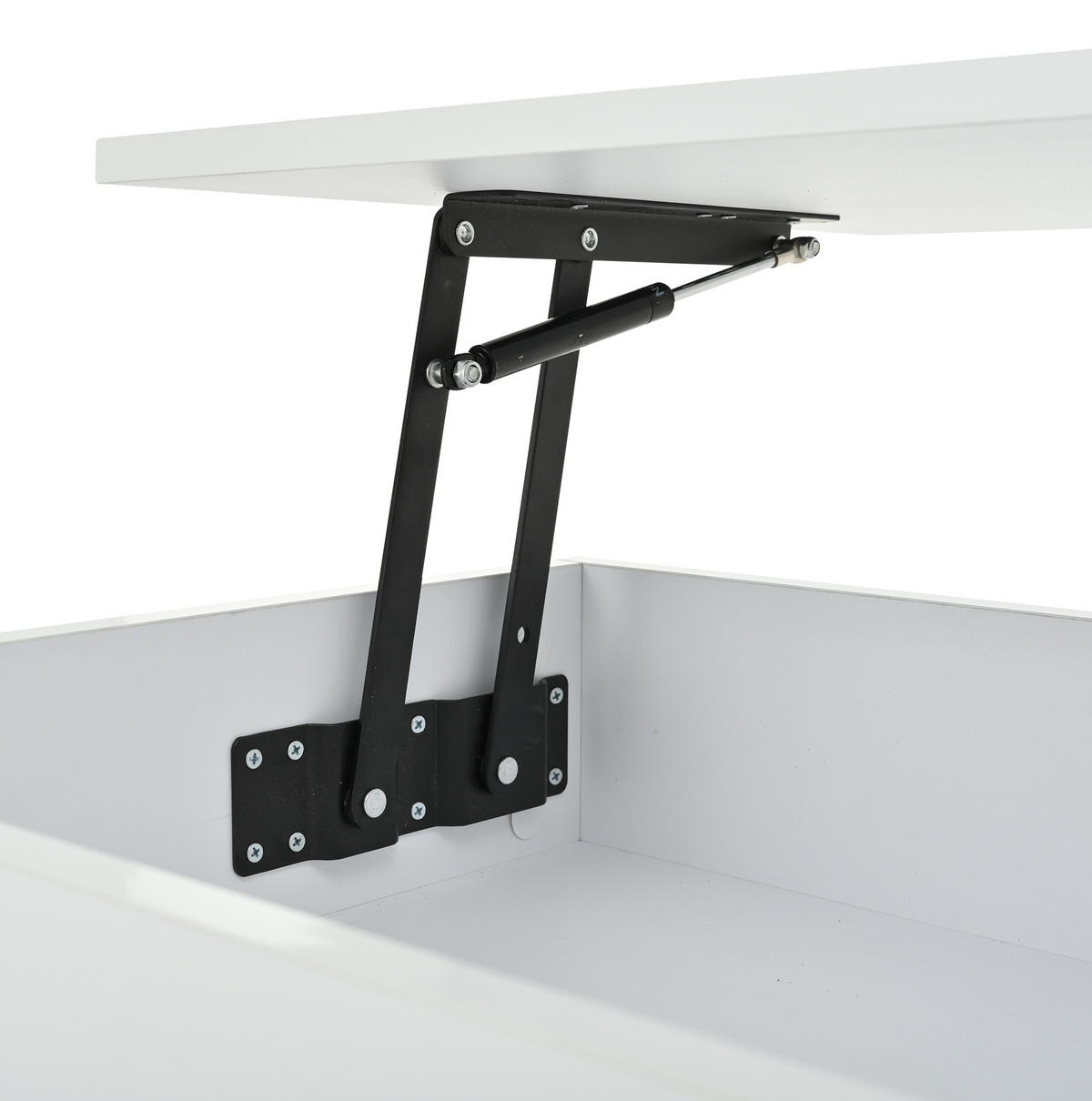 COUCHTISCH 100/50/46 cm in Weiß mit höhenverstellbarer Platte und LED-Beleuchtung - Weiß, Holzwerkstoff (120/50/46cm) - Flora Grace
