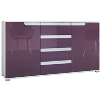 SIDEBOARD Sylt Brombeer Hochglanz / Weiß Hochglanz - Brombeere, Holzwerkstoff (138.5/75.5/35cm) - Vladon