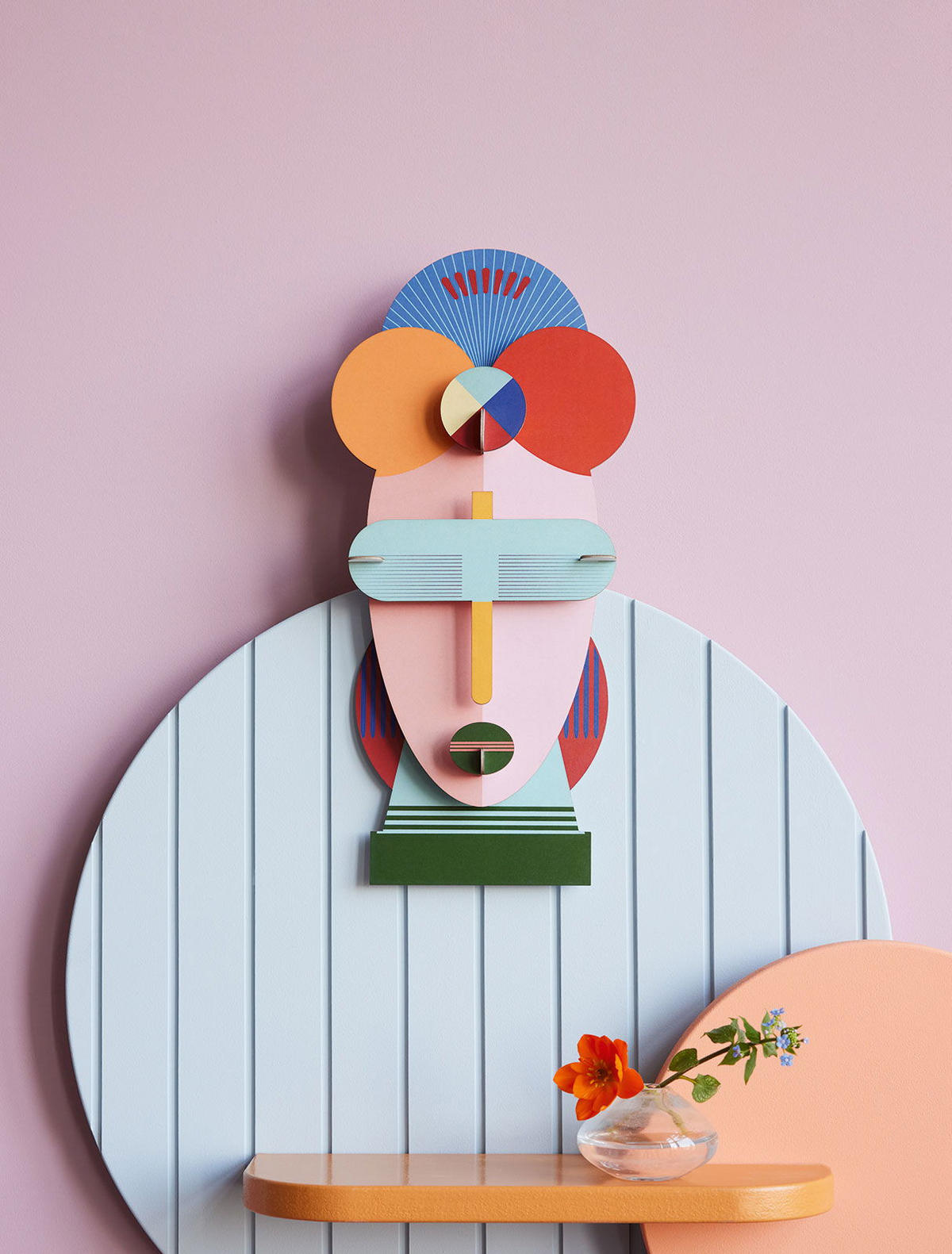 WANDDEKO Geos Gesicht 4.9/35.3 cm - Multicolor, Wellpappe (4.9/35.3/17cm) - Studio Roof