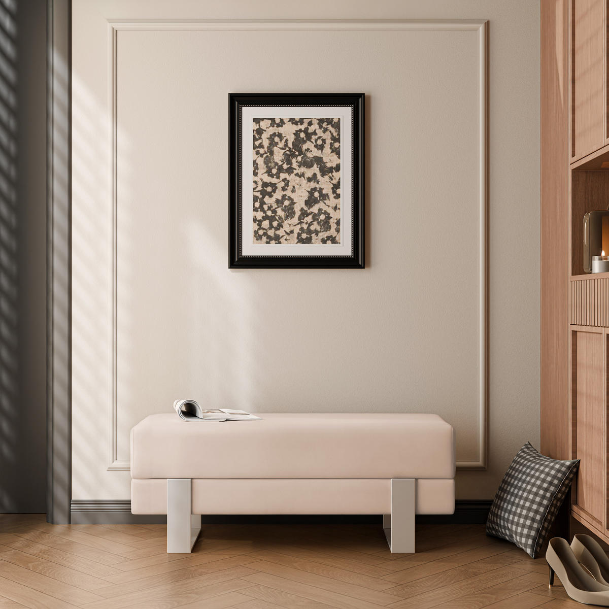 POLSTERBANK RIVA 80 cm Kaschmir / Beige ,Metallgestell - Beige, Metall (80/47/35cm) - Idohome