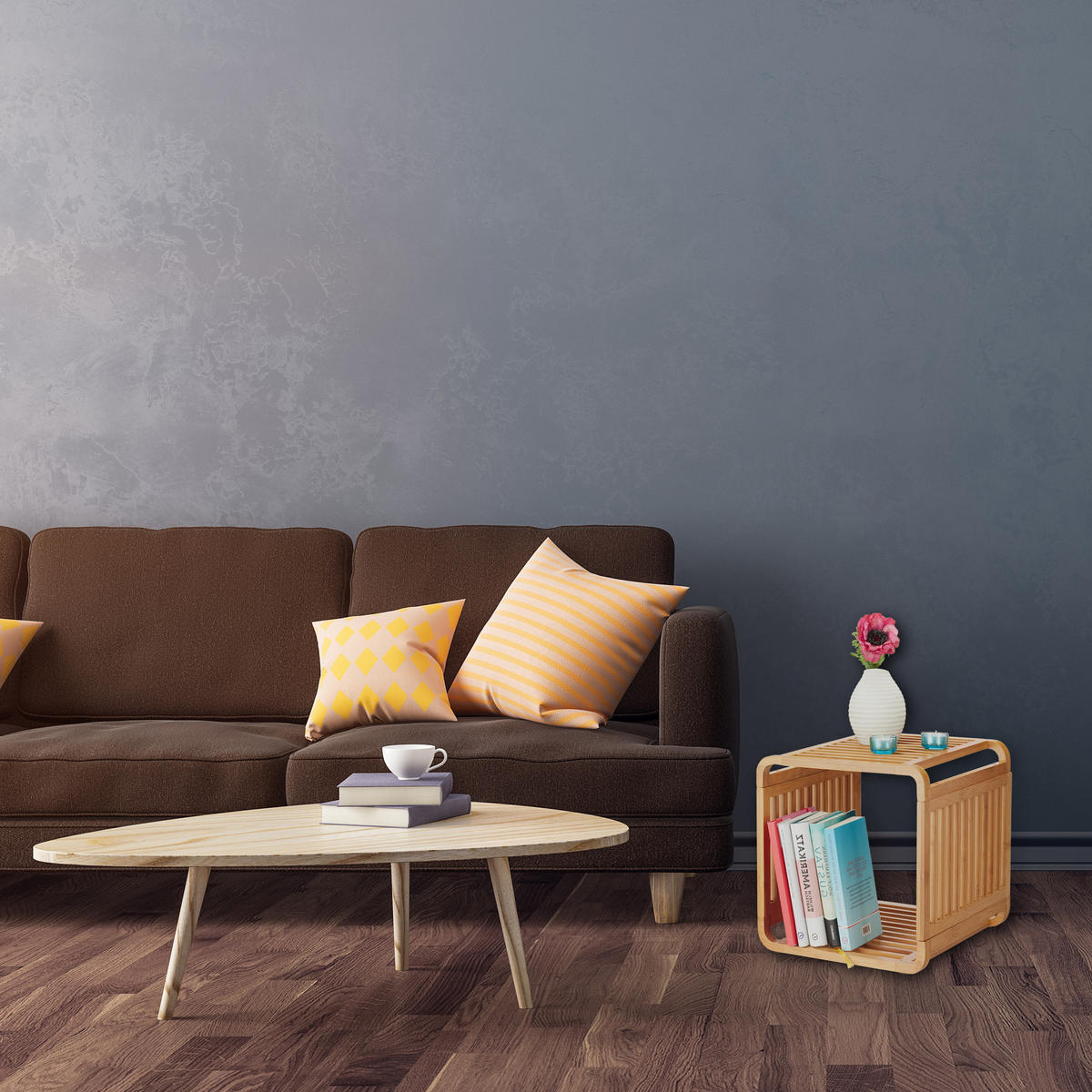 BAMBUSOVÁ police - světle hnědá, dřevo (33/33/33cm) - Relaxdays