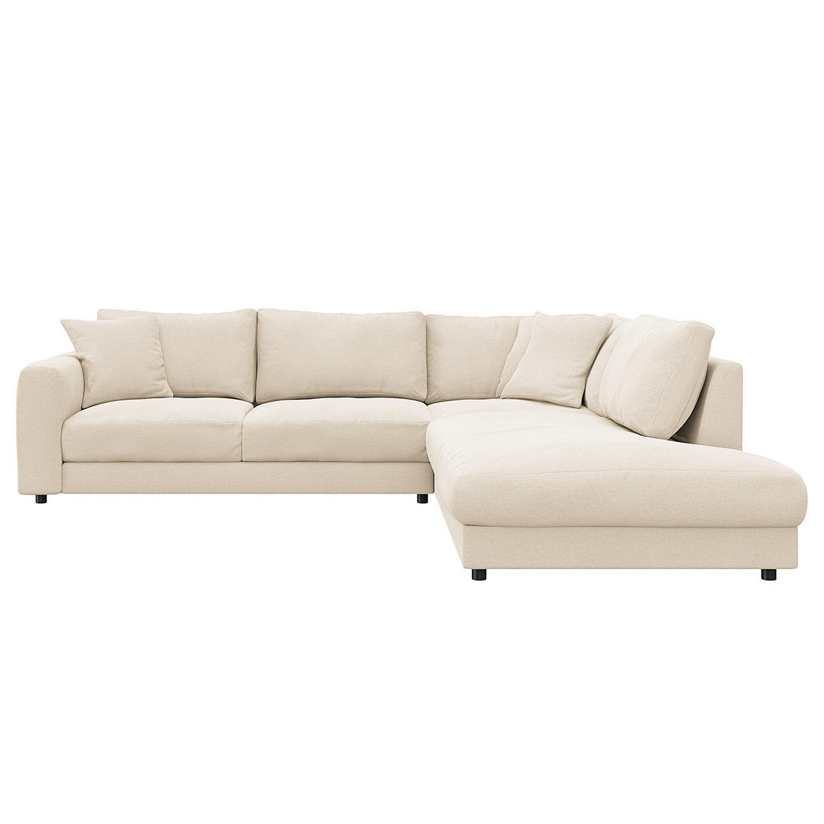 ECKSOFA mit Ottomane - Beige/Schwarz, Holz/Kunststoff (267/254cm) - home24