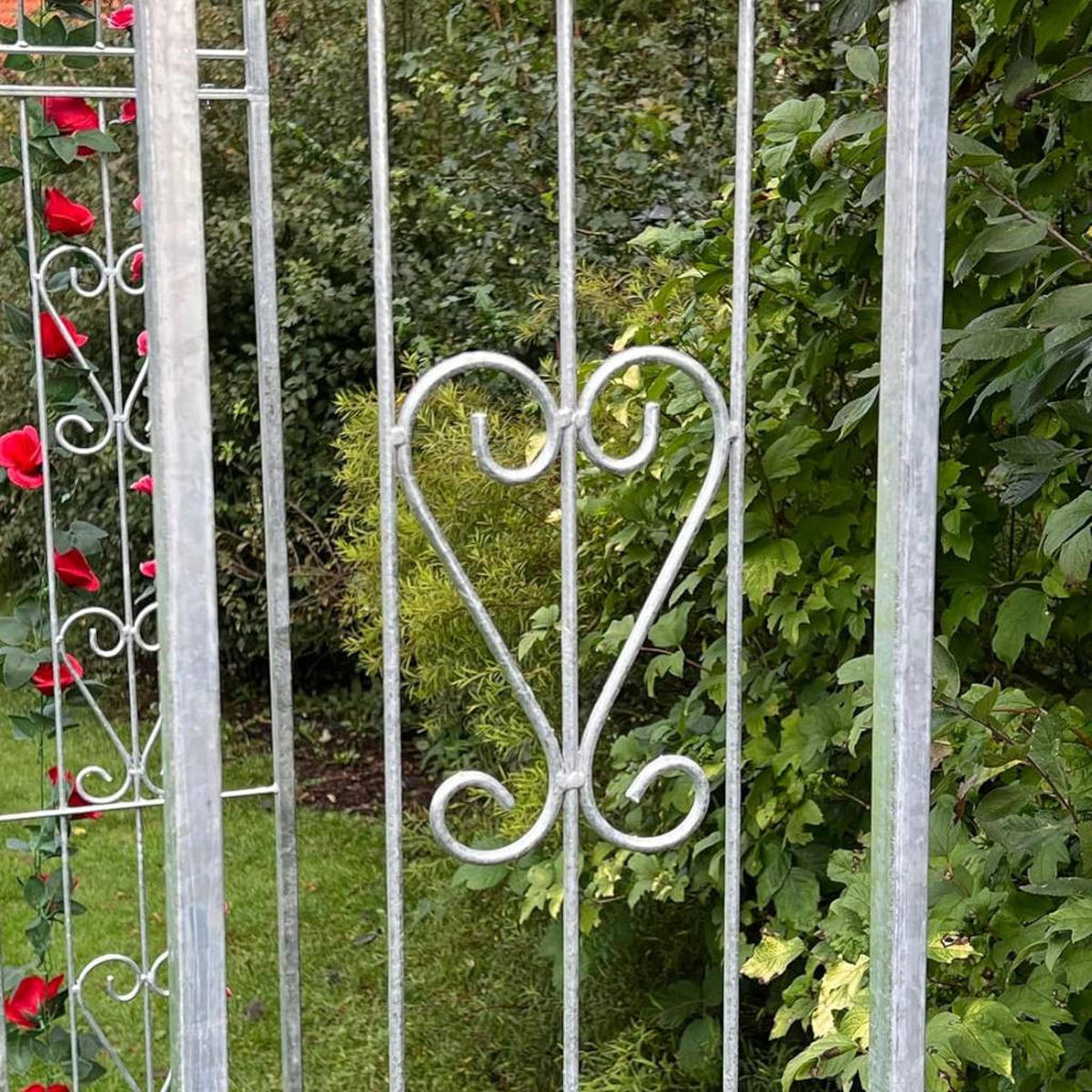 DANDIBO Rosenbogen Verzinkt Massiv 150 cm Torbogen 96520 Wetterfest Rundbogen Volleisen Rankhilfe Gartenbogen Feuerverzinkt - Grau, Metall (150/222/34cm) - DanDiBo