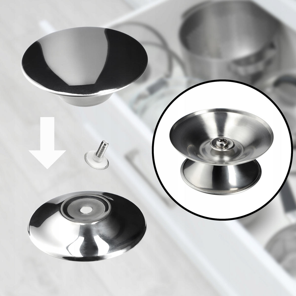 DECKEL mit silbernem Griff, 28 cm - Transparent, Glas/Metall (28cm) - KADAX