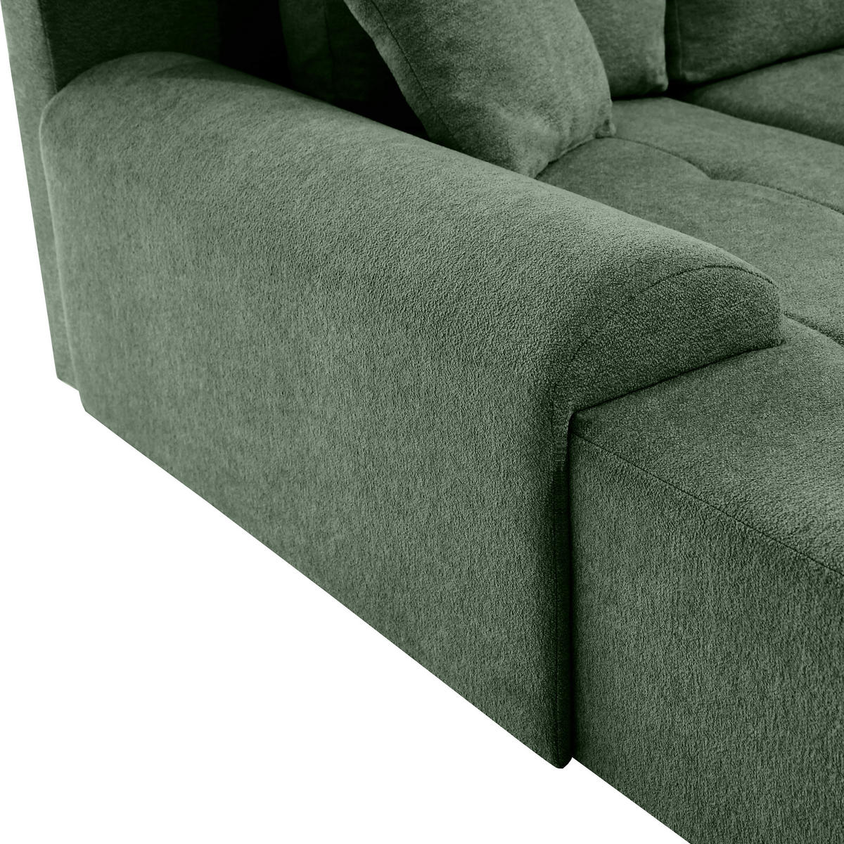 ECKSCHLAFSOFA Dallas mit Bettkasten, 255 cm, Flaschengrün, links, Velour-Stoff - Grün, Textil (255/175cm) - Beautysofa