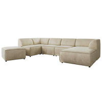WOHNLANDSCHAFT MODARO U 6M - Beige Velvet - Rechts - Beige/Schwarz, Textil (345/78/180cm) - MKS