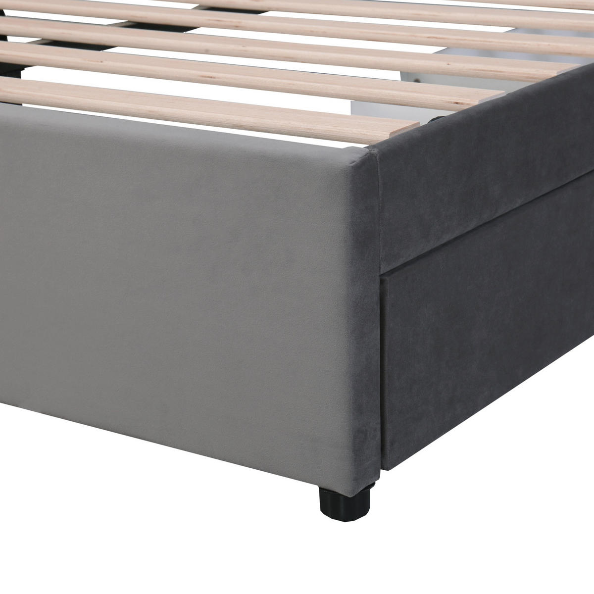 POLSTERBETT mit 2 Schubladen und Lattenrost 160x200 cm Samt Grau - Grau, Holzwerkstoff (160/200cm) - Beauniv