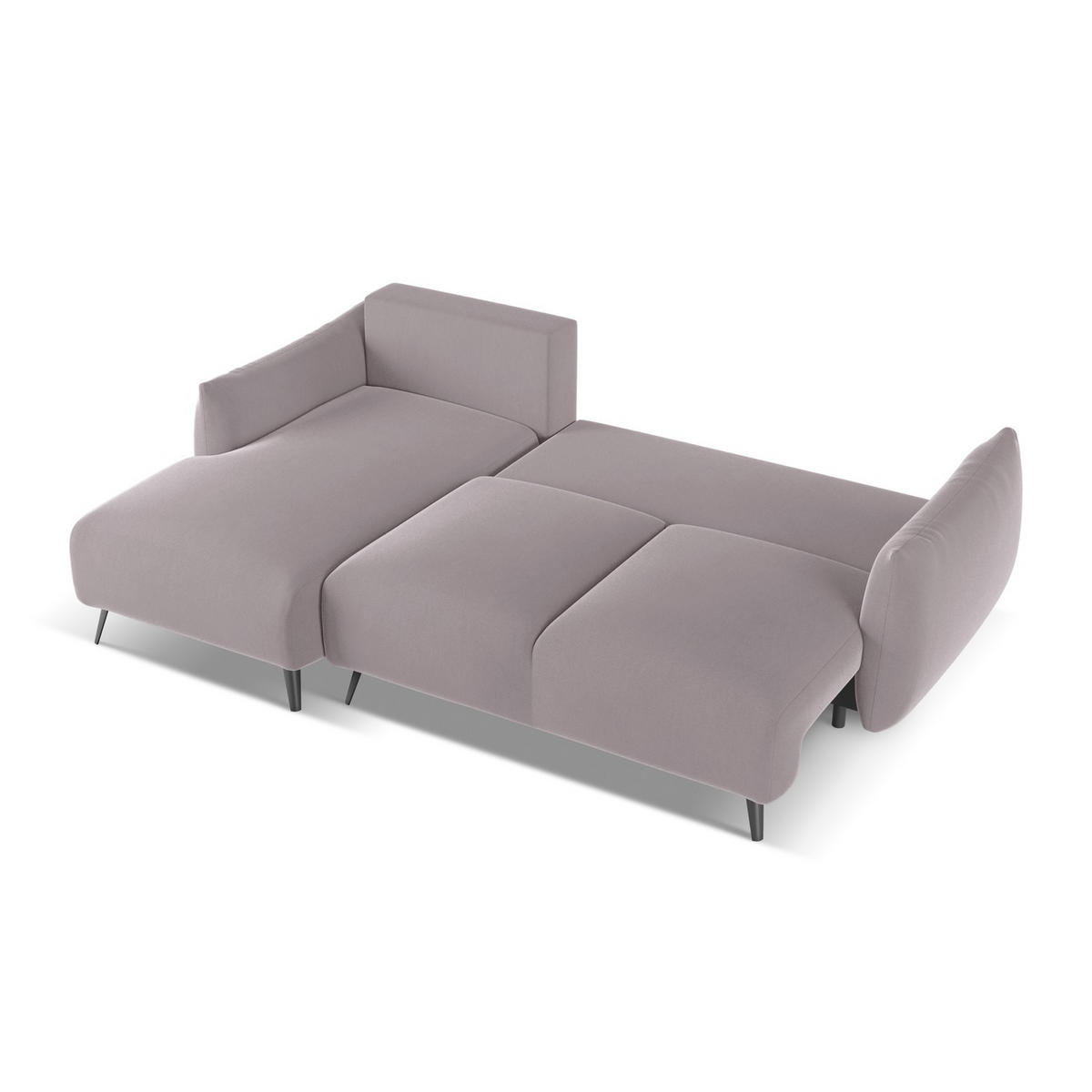 ECKSOFA mit Schlaffunktion Samt Stoff Violett - Lila/Flieder, Textil/Metall (162/242cm) - LaMiaSofa
