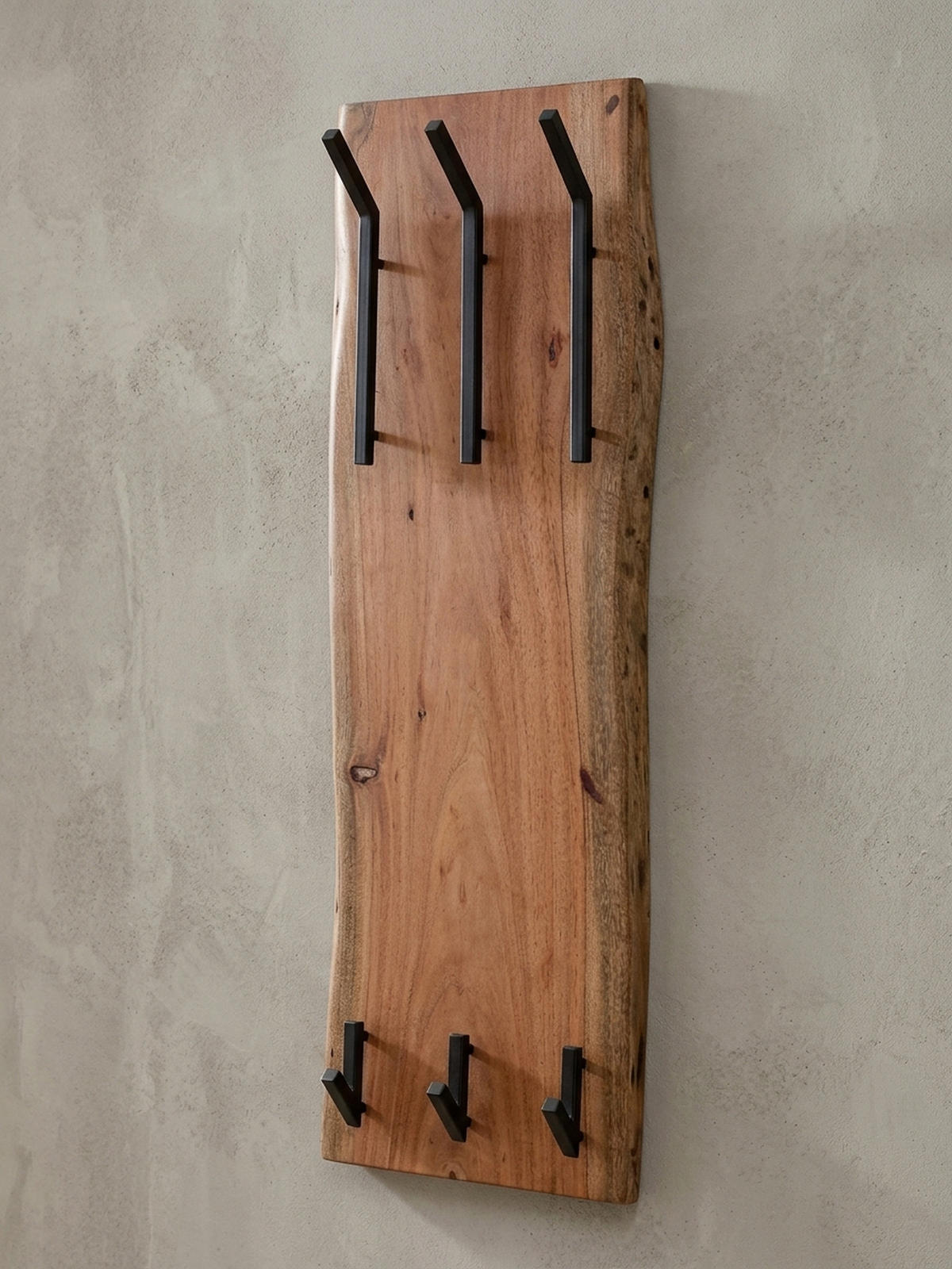 WANDGARDEROBE Akazie Massivholz Metall Modern 35,5x11x100 cm mit Naturkante - Beige, Holz (35/100/11cm) - KADIMA DESIGN