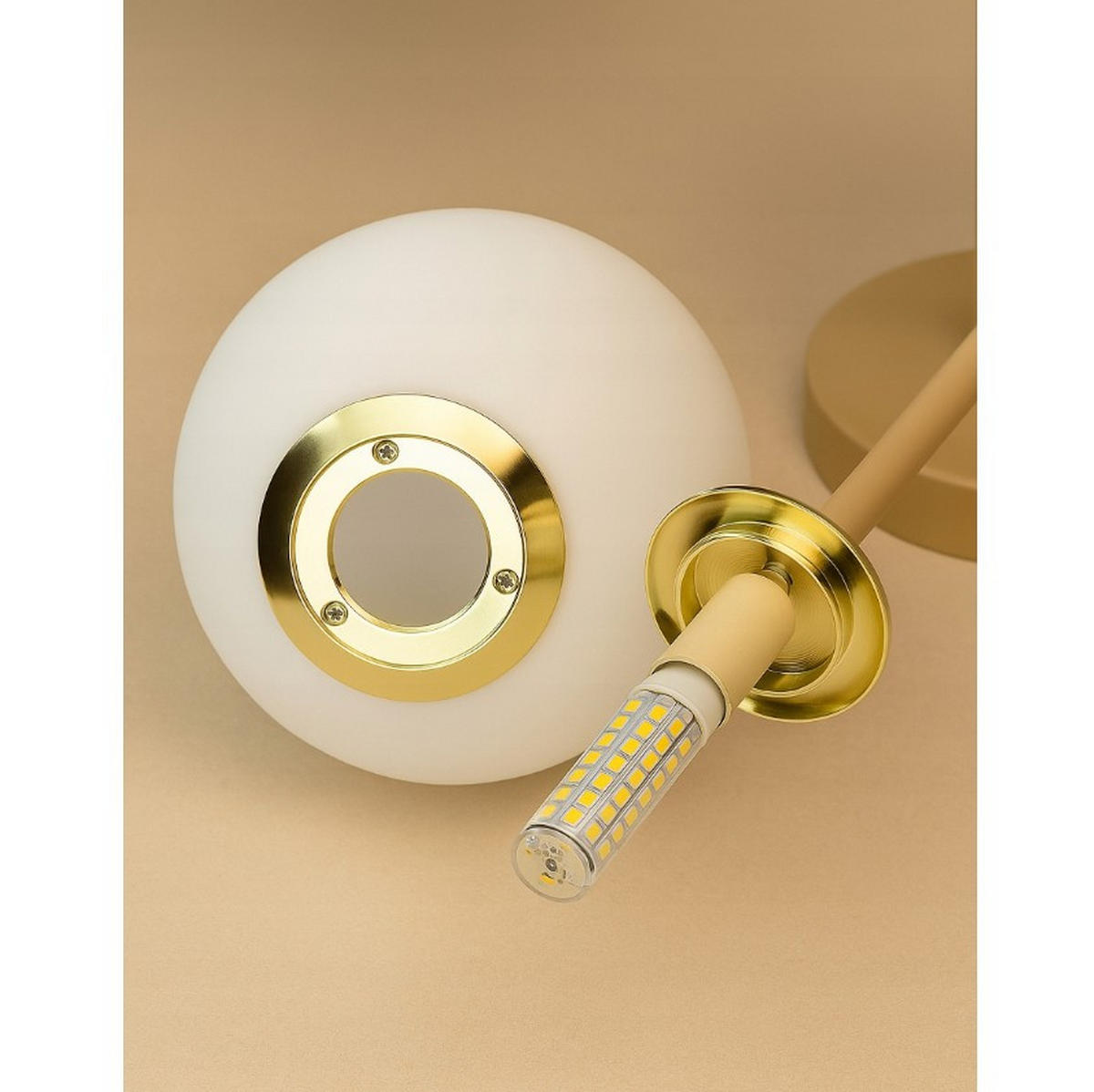 PENDELLEUCHTE ECRU II - Beige/Goldfarben, Glas/Metall (35/88/100cm) - kiki design