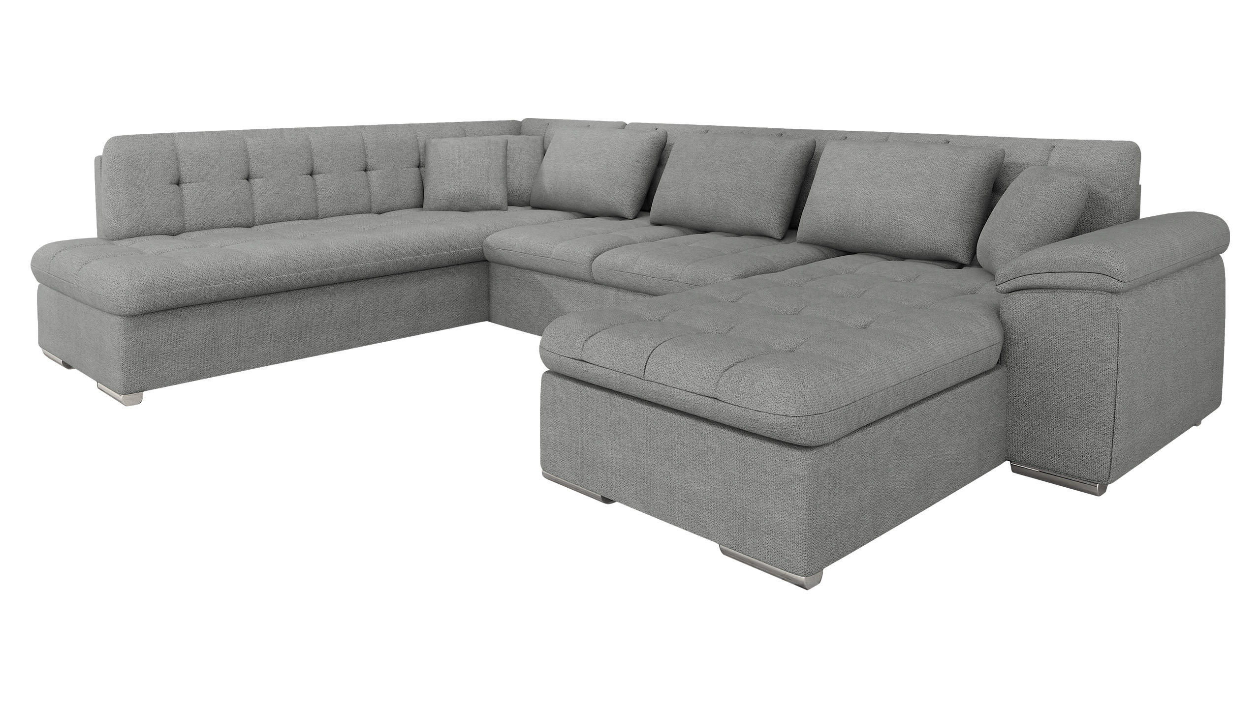 WOHNLANDSCHAFT Niko Bis, Seite: Rechts - Alufarben, Holz/Textil (348/76/205cm) - MIRJAN24