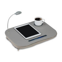 LAPTOPKISSEN Grau LED Licht Getränkehalter - Grau, Holzwerkstoff/Kunststoff (34/44/5cm) - Relaxdays