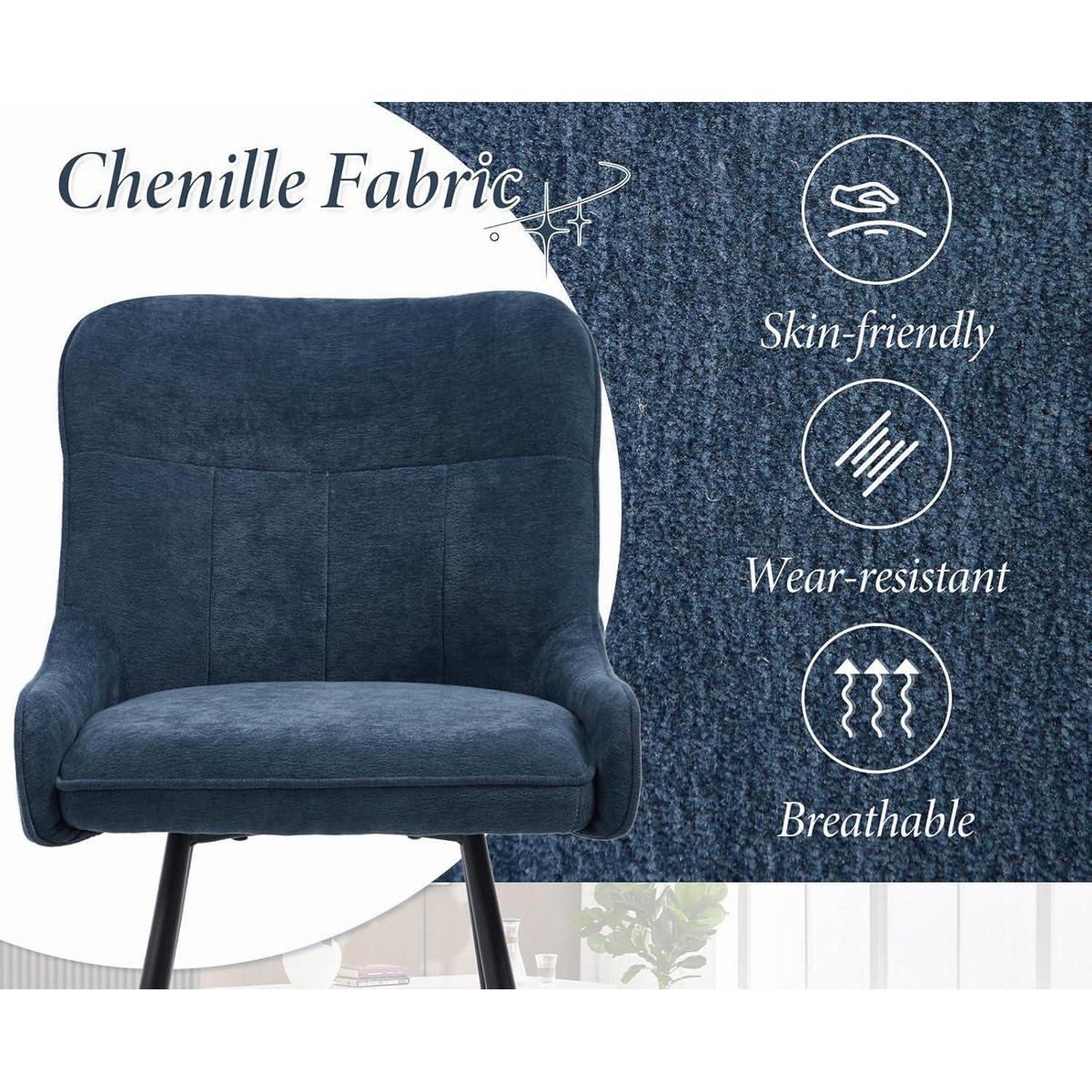 BARHOCKER 4er Set mit Rückenlehne Chenille Blau - Blau, Textil (50/97/48cm)