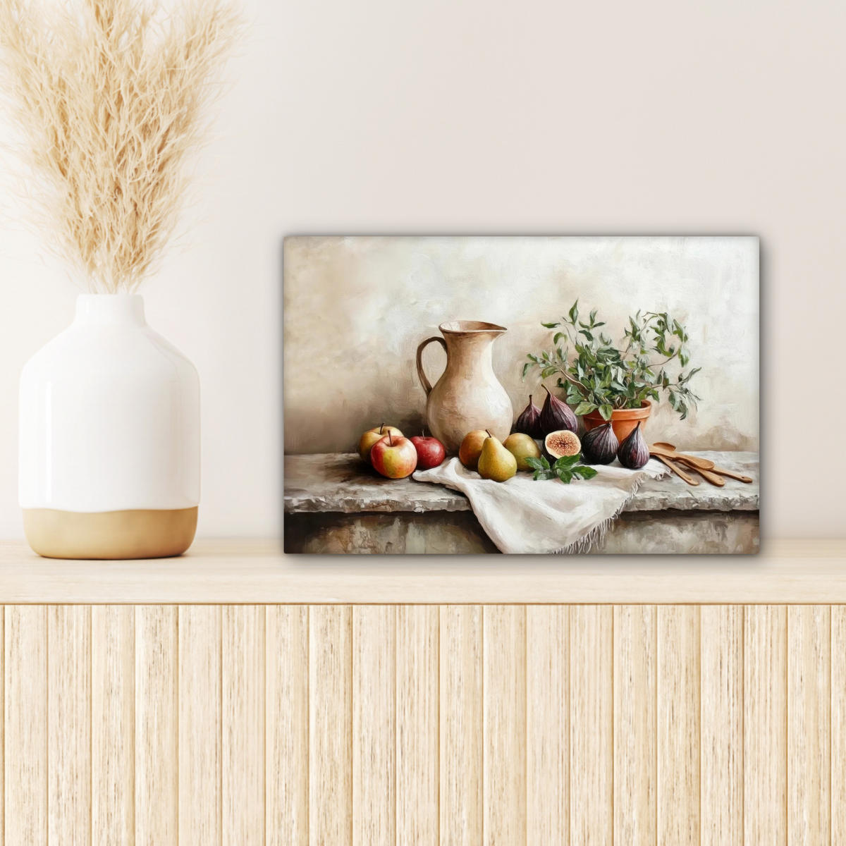 LEINWANDBILD Obst - Kräuter - Ländlich 30x20 cm - Naturfarben, Textil (30/20cm) - MuchoWow