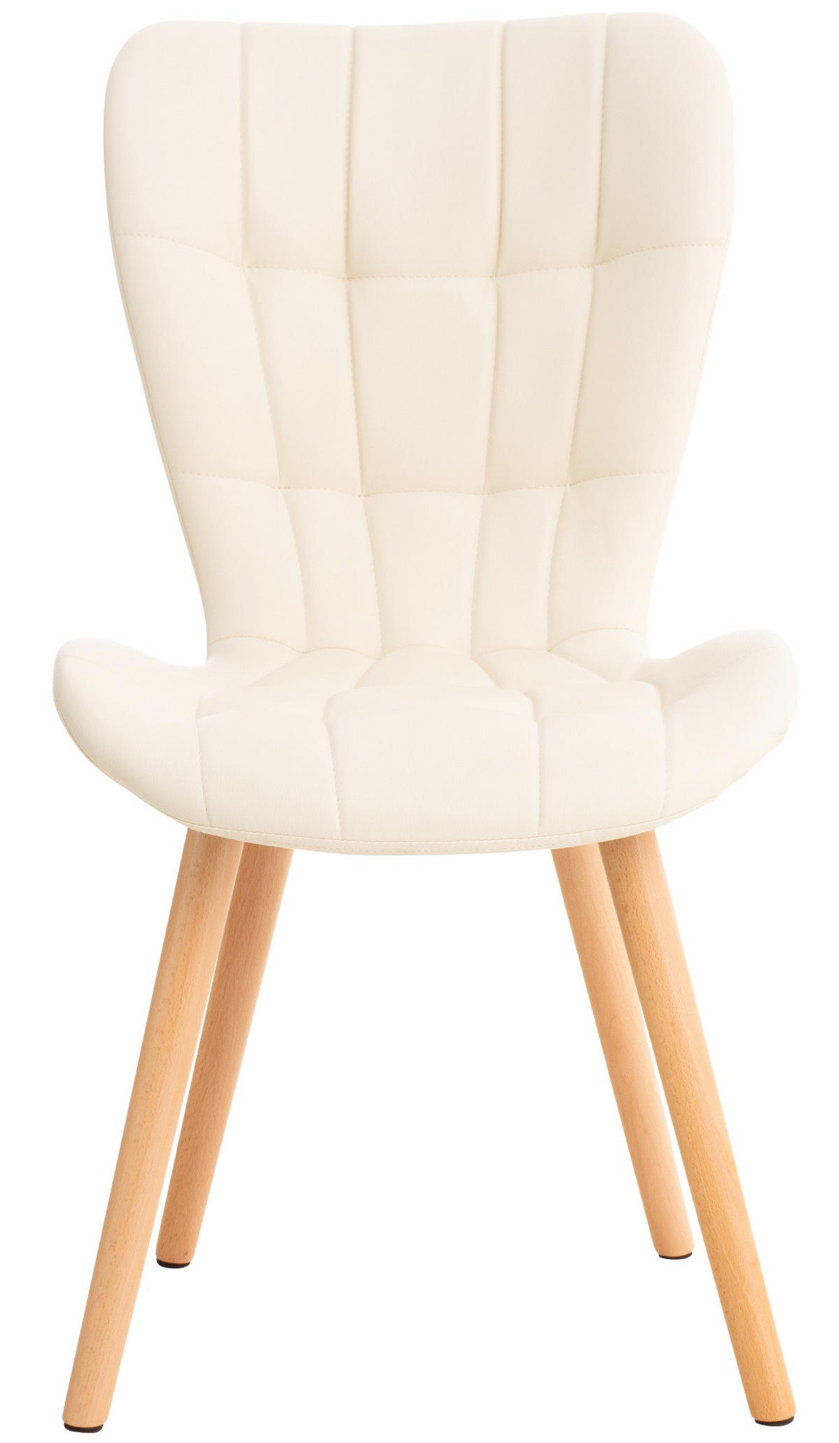STUHL Lederlook creme - Eukalyptusholzfarben/Creme, Holz/Textil (50/88/63cm) - CLP