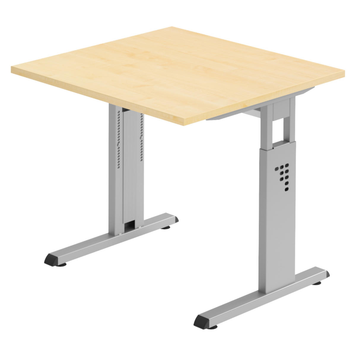 SCHREIBTISCH Serie-O 80/80/74 cm in Ahornfarben/Silberfarben - Silberfarben/Ahornfarben, Holzwerkstoff (80/80/74cm) - bümö