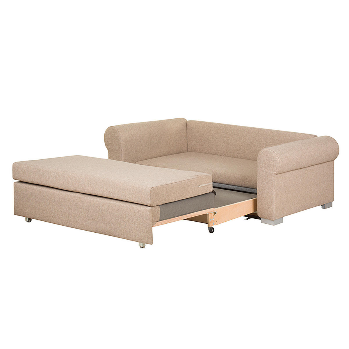 SCHLAFSOFA - Beige/Braun, Textil (204/90/90cm) - home24