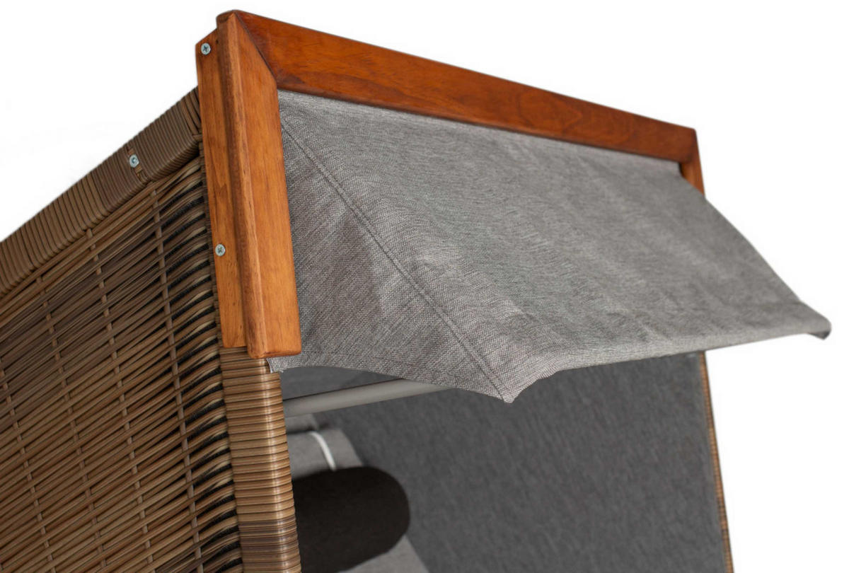 STRANDKORB Tinnum 2 Sitzer Pinie PE griseum - Braun/Grau, Metall (115/38/92cm) - Mr. Deko