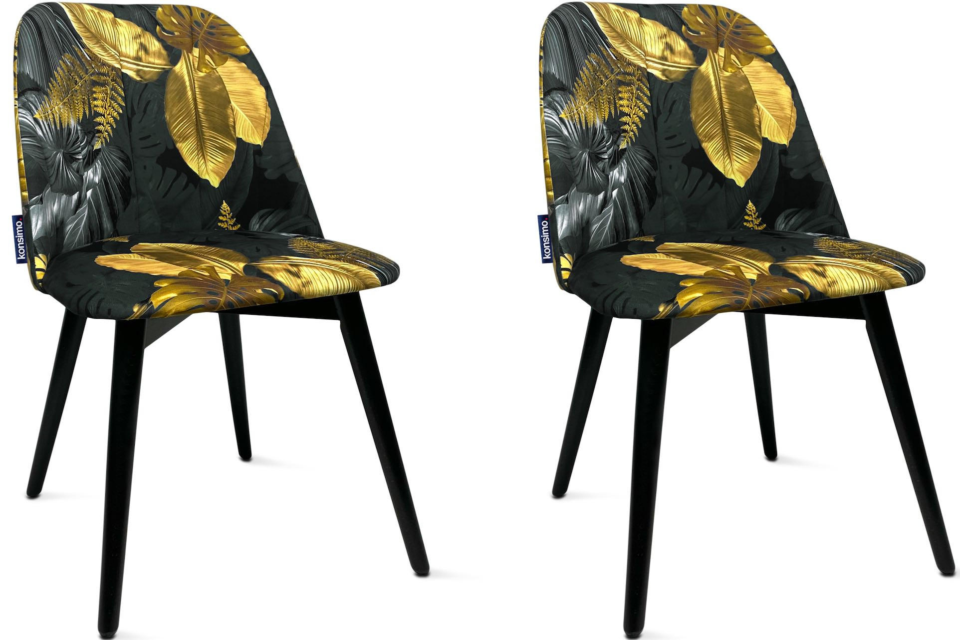 ESSZIMMERSTÜHLE BAKERI (2er-Set), schwarz / gold - Goldfarben/Schwarz, Holz/Buchenholz (48/86/44cm) - KONSIMO®