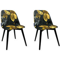 ESSZIMMERSTÜHLE BAKERI (2er-Set), schwarz / gold - Goldfarben/Schwarz, Holz/Buchenholz (48/86/44cm) - KONSIMO®