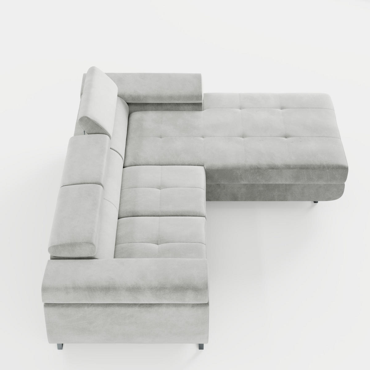 ECKSOFA VEMO CORE Rechts Schwarz Velours-Stoff mit Schlaffunktion und Bettkasten - Schwarz, Holz/Metall (280/205cm) - Barchello