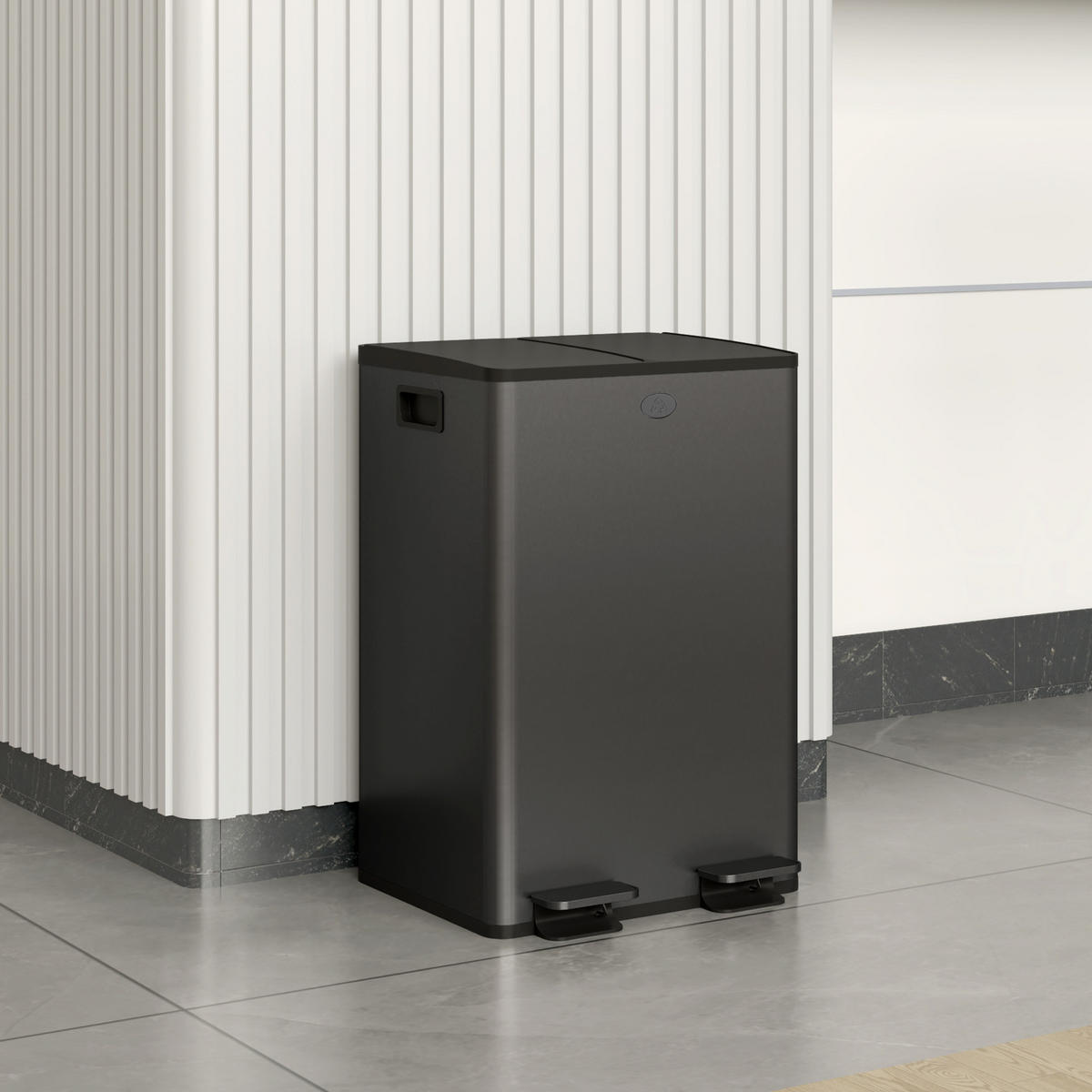 MÜLLEIMER Edelstahl Kunststoff Schwarz - Schwarz, Metall (36/67.6/45.8cm) - HOMCOM
