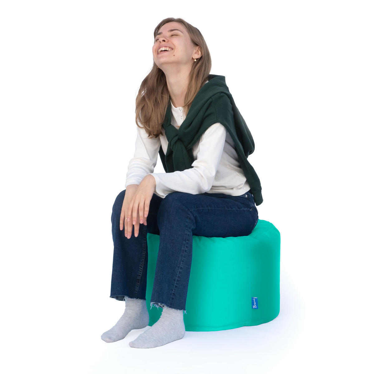 SITZPOUF L türkis - Türkis, Textil (500/300/500cm) - Bruni