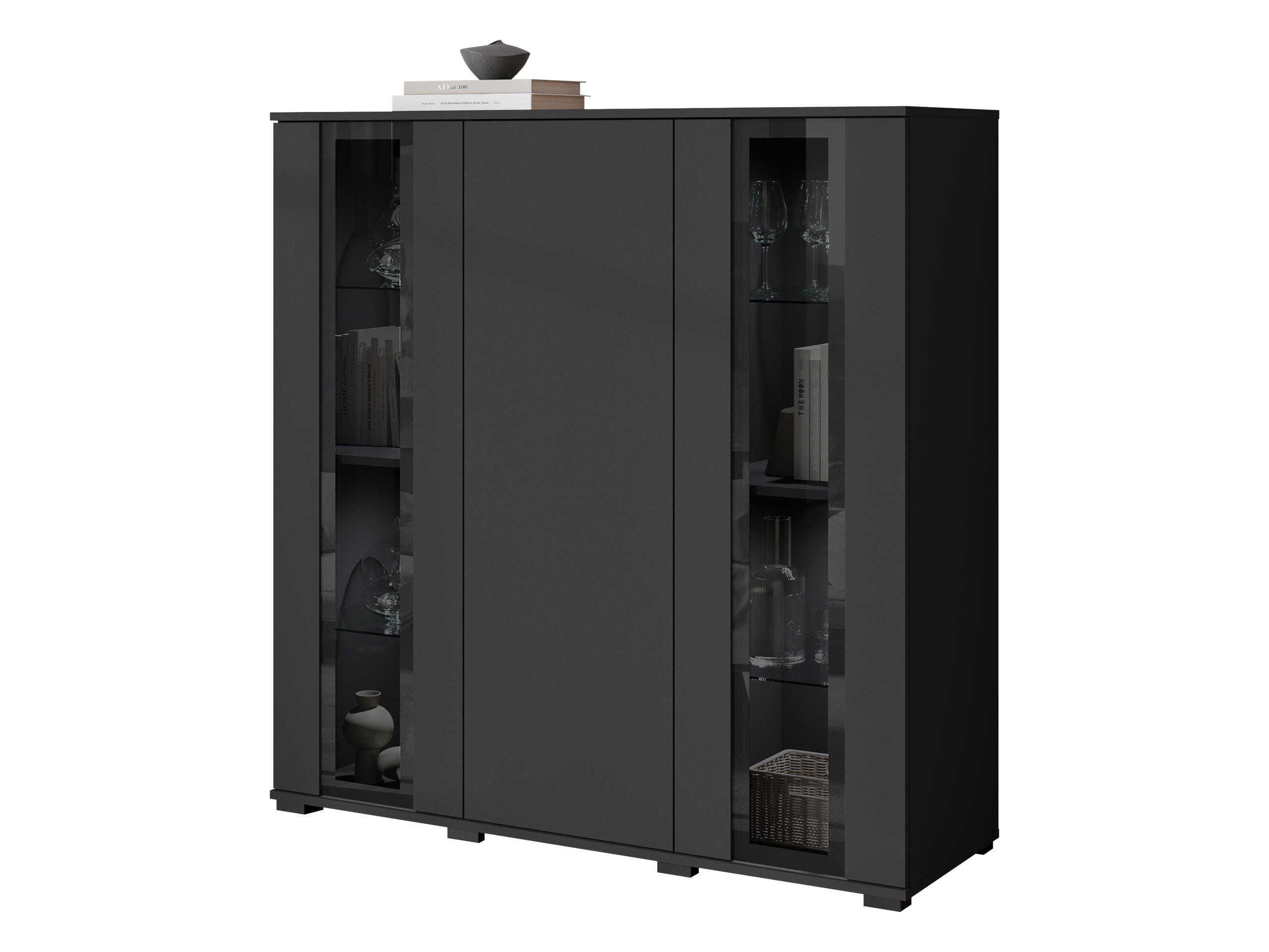 KOMMODE Caro HB 120 - Schwarz, Holzwerkstoff/Kunststoff (120/122/40cm) - MIRJAN24