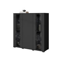 KOMMODE Caro HB 120 - Schwarz, Holzwerkstoff/Kunststoff (120/122/40cm) - MIRJAN24