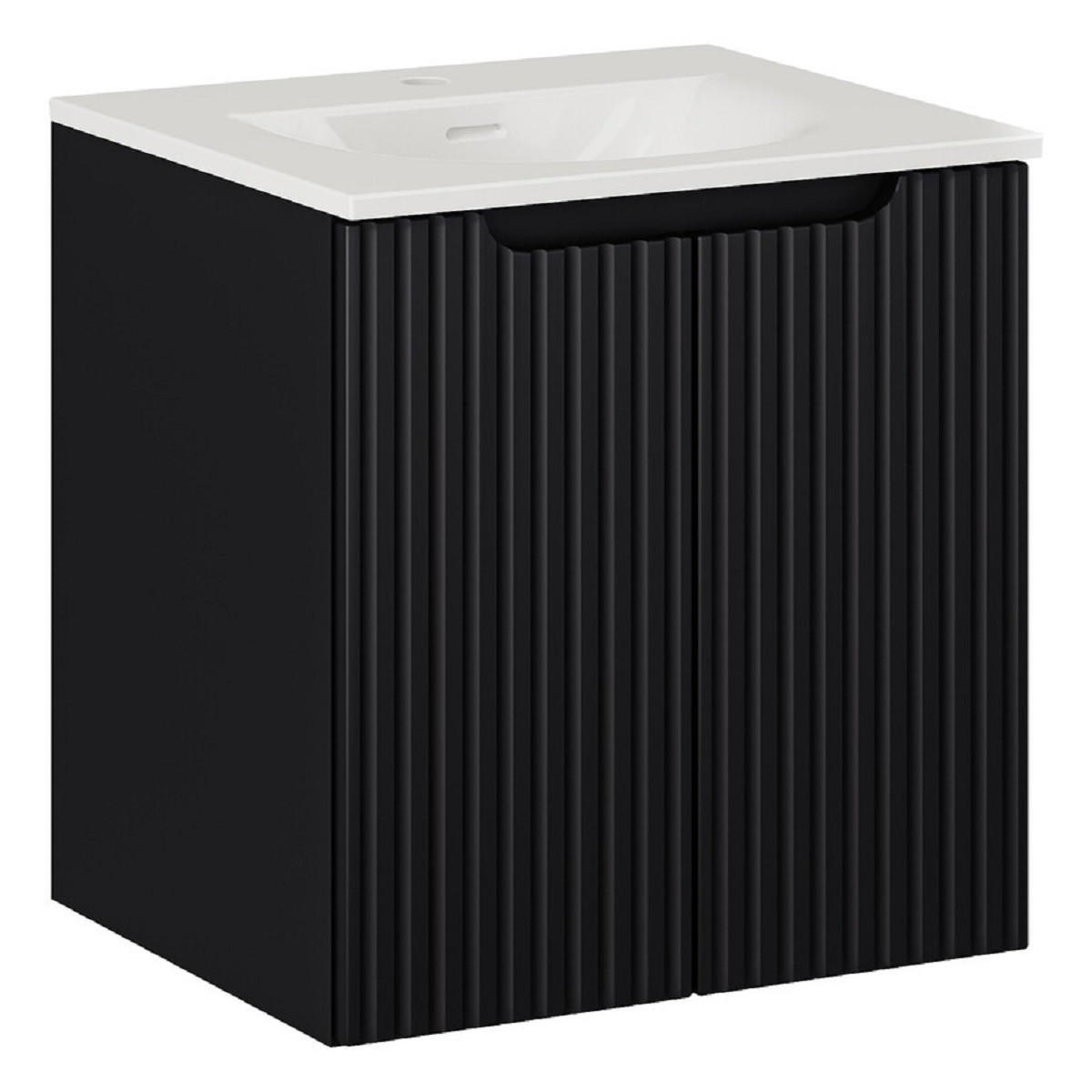 WASCHTISCHKOMBI 50 cm 2Teile - Nova Black N BM117 in Schwarz/Matt - Schwarz, Holz (50/57/40cm)