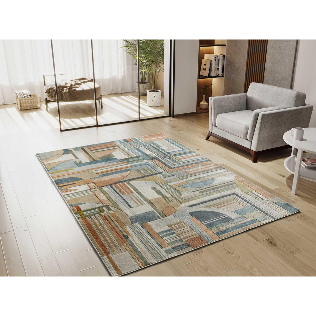 Thumbnail - Atticgo Webteppich, Mehrfarbig, Blau, Rost, Textil, Abstrakt, Rechteckig, 160x230 cm, Oeko-Tex® Standard 100, in verschi...