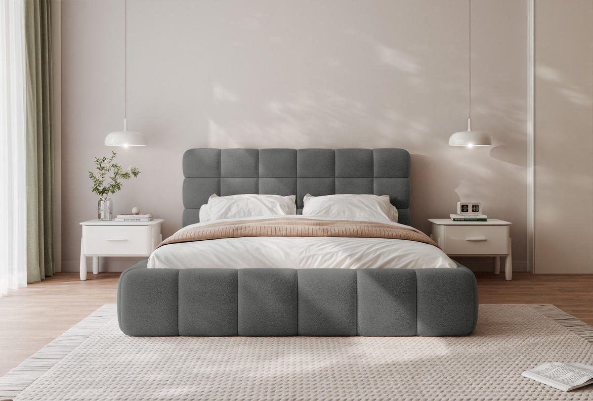 POLSTERBETT BIVIO 160x200 cm, Anthrazit - Dunkelgrau, Textil (160/200cm) - Fedve