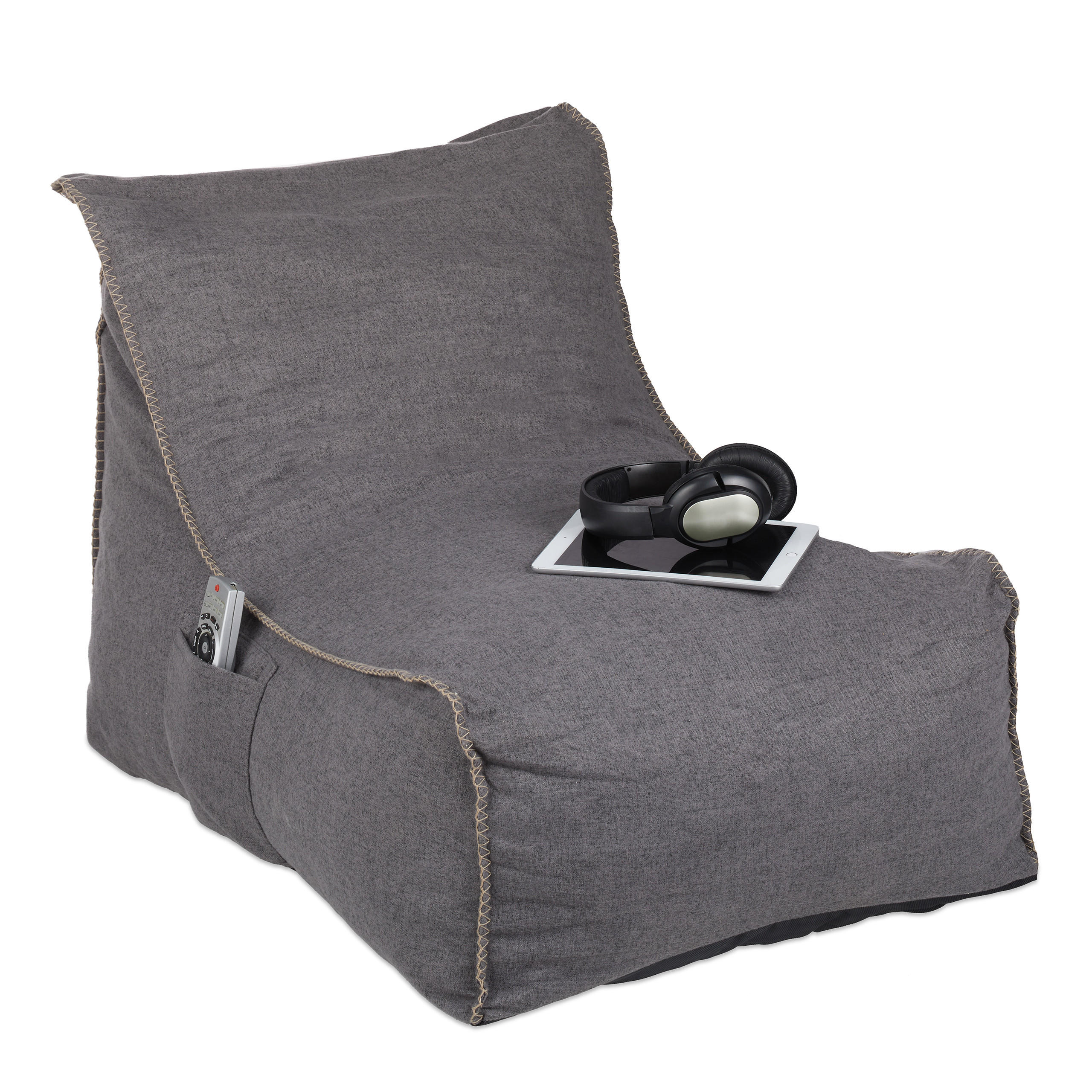SITZSACK - Grau, Textil (63/62/90cm) - Relaxdays