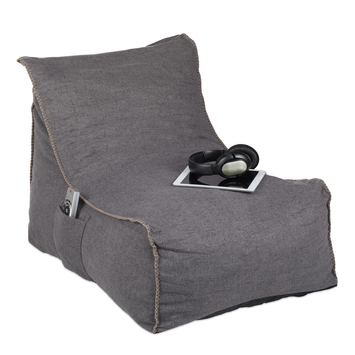 SITZSACK - Grau, Textil (63/62/90cm) - Relaxdays