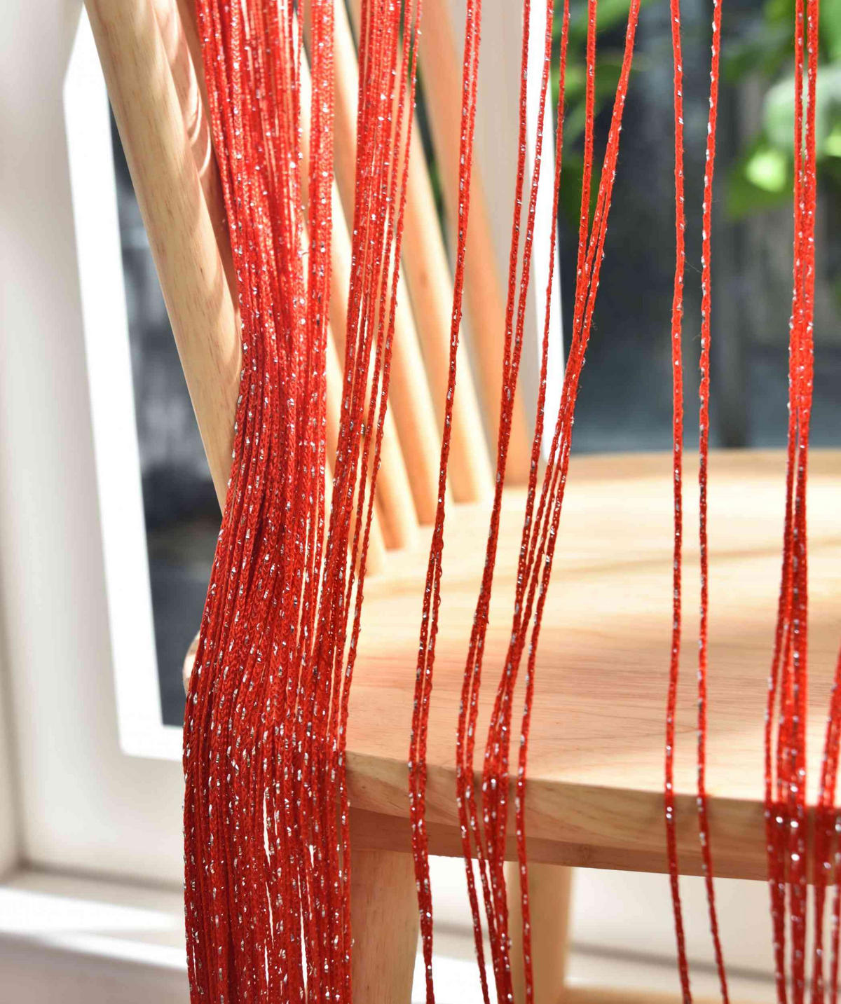 FADENGARDINE Shanghai HxB 230x100 cm Rot Lurex - Rot, Textil (100/230cm) - Gardinenbox
