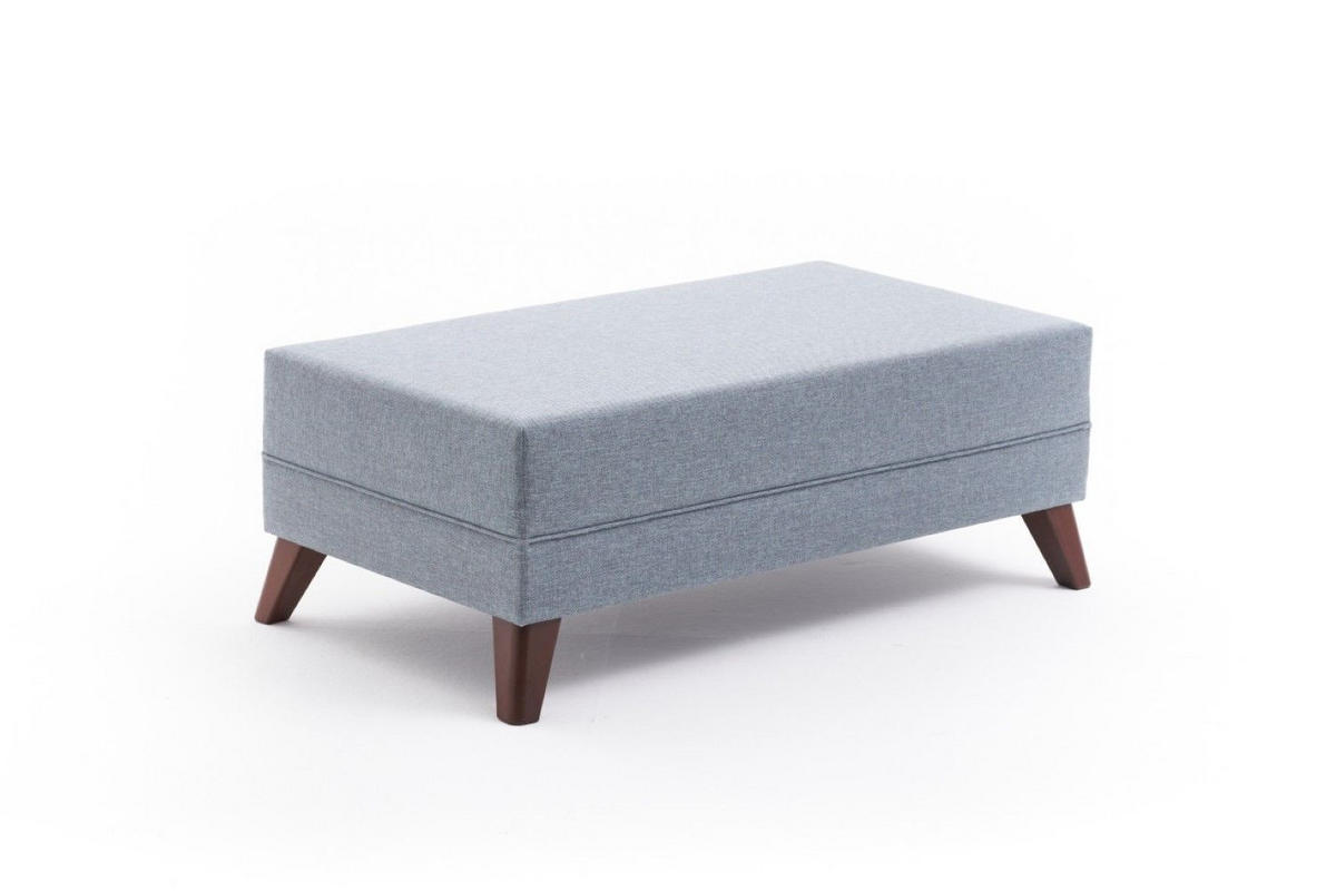 ECKSOFA mit Hocker als Schlaffläche, perfekt für kleine Räume - Blau/Walnussfarben, Holz/Kunststoff (140/205cm) - myHomelando