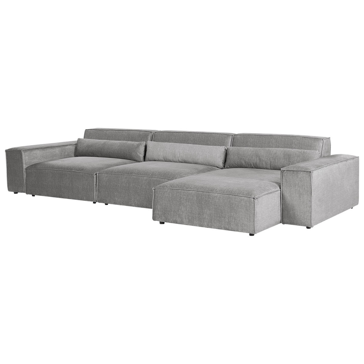 ECKSOFA Modul 4-Sitzer linksseitig Grau Stoff Hellnar - Dunkelgrau, Textil (176/364cm) - Beliani