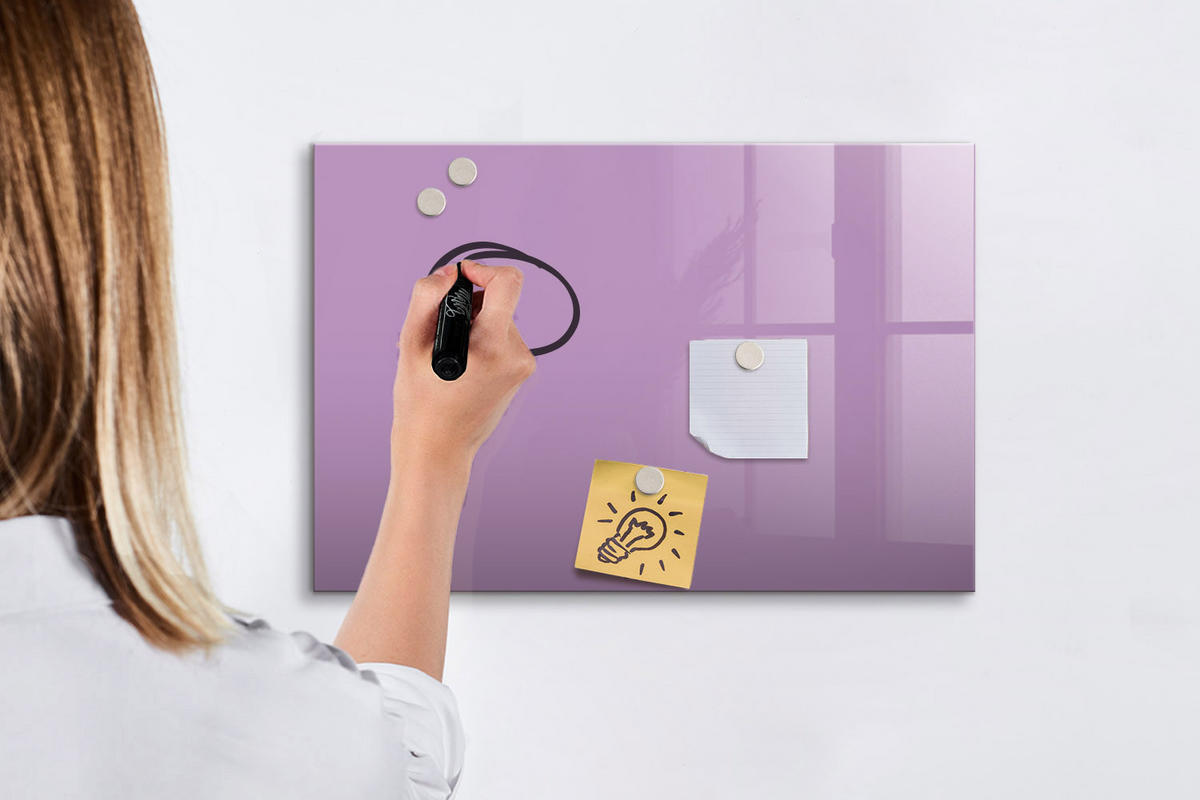 MAGNETTAFEL 60x40 Flieder schwarzer Marker - Violett, Glas (60/0.4/40cm) - TULUP